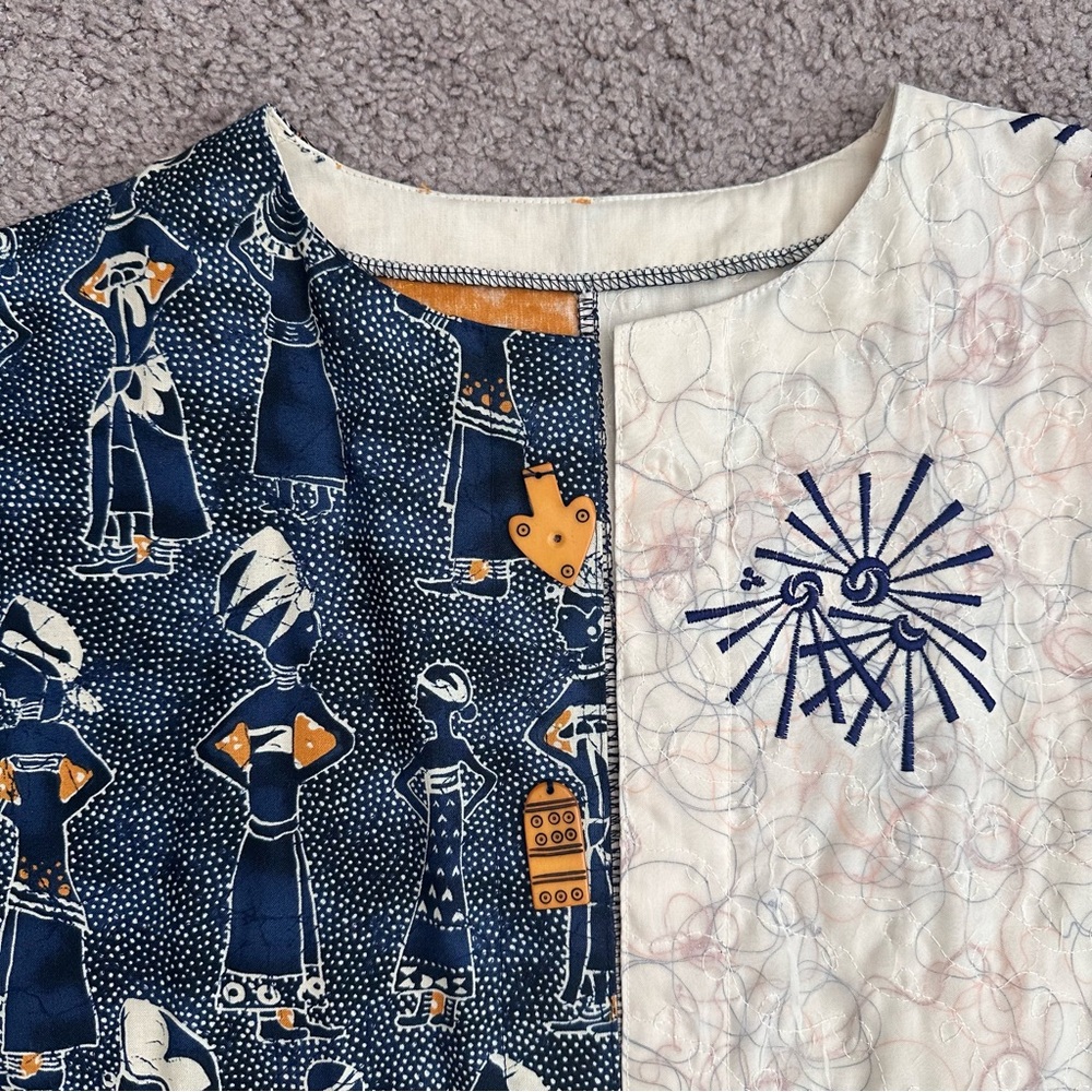 Patchwork Tunic Open Front Blazer - image 9